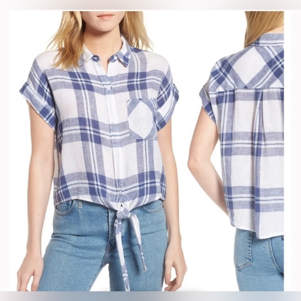 RAILS Amelie Short Sleeve Plaid Shirt Size Medium